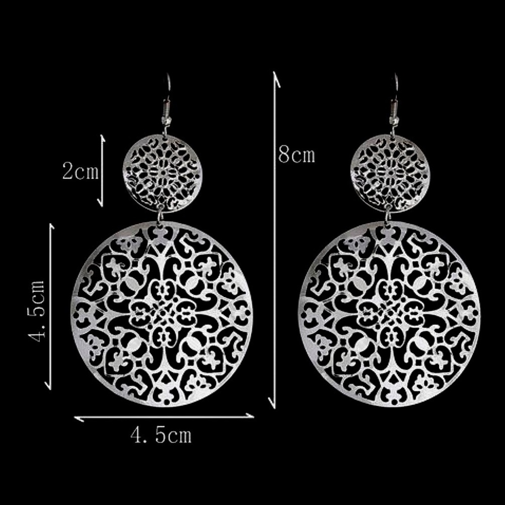 2/$20! Large Gunmetal Lasered Disc Earrings - Picture 7 of 9
